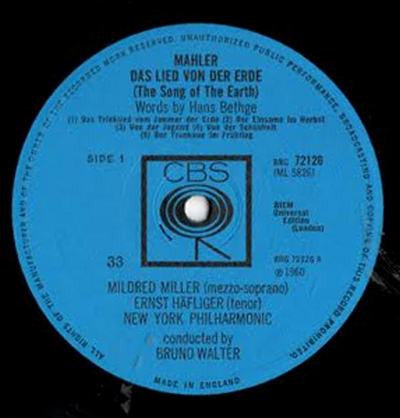 Mahler*, Bruno Walter, Mildred Miller, Ernst Häfliger*, New York Philharmonic : Mahler Das Lied Von Der Erde (LP, Album, Mono, RE)