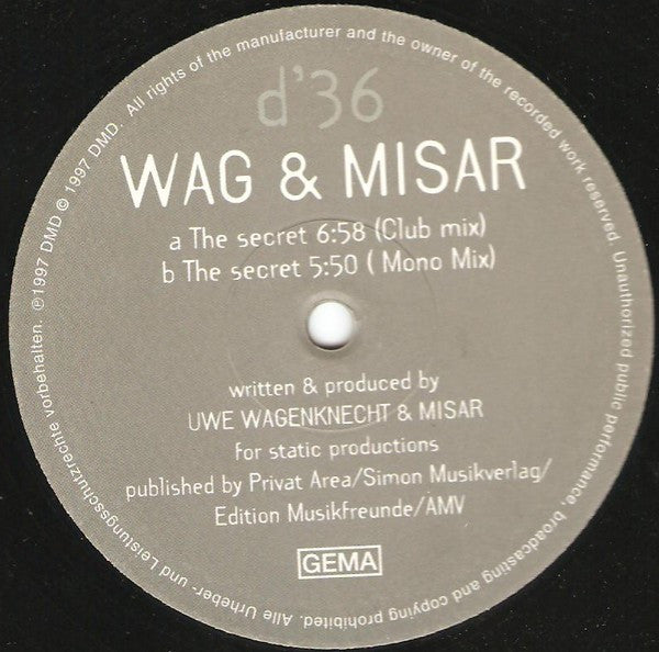 DJ Wag & Misar : The Secret (12", Single)