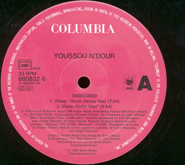 Youssou N'Dour : Undecided (12")