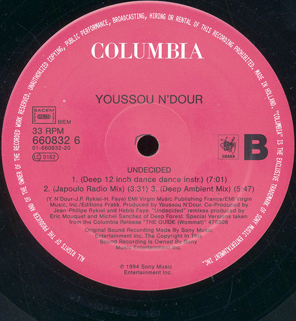 Youssou N'Dour : Undecided (12")