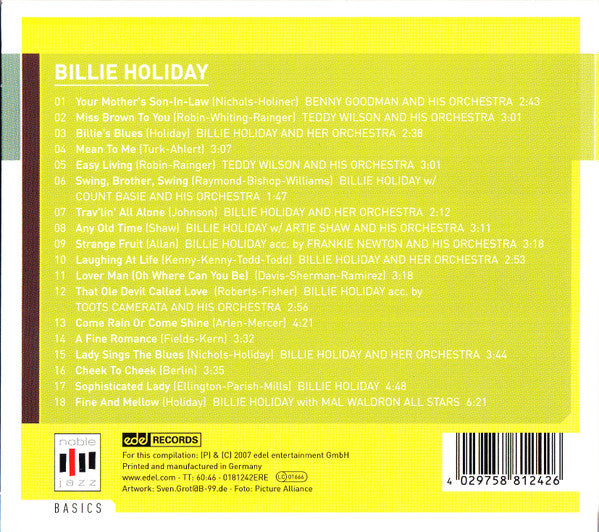 Billie Holiday : Billy's Blues (CD, Comp, RM)