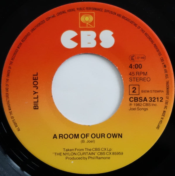 Billy Joel : She's Right On Time (7", Single)