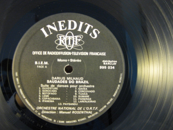 Darius Milhaud / Henry Barraud - Orchestre National De France, Manuel Rosenthal : Saudades Do Brazil / Symphonie Concertante Pour Trompette Et Orchestre (LP)