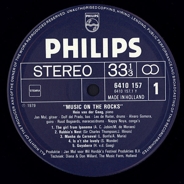 Hein van der Gaag : Music On The Rocks (LP)