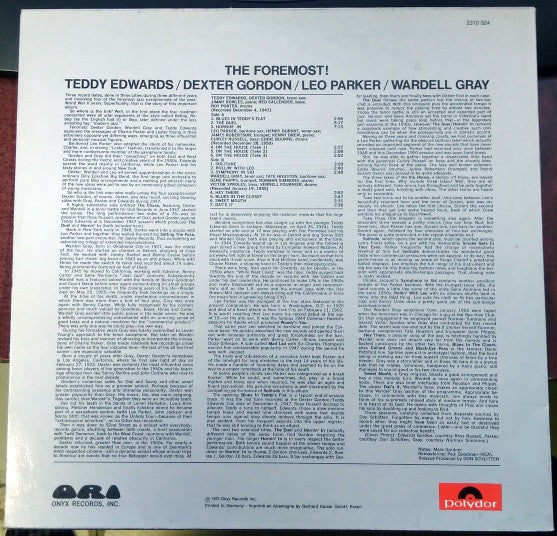 Teddy Edwards, Dexter Gordon, Leo Parker, Wardell Gray : The Foremost! (LP, Comp, Mono)