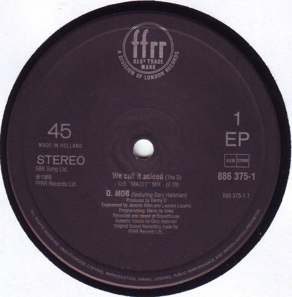 D Mob : We Call It Acieeed (12", EP)