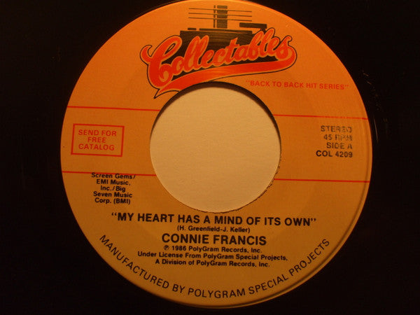 Connie Francis : My Heart Has A Mind Of Its Own / Frankie (7", Single, RE)