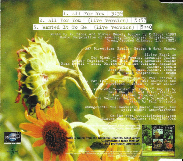 Sister Hazel : All For You (CD, Single)