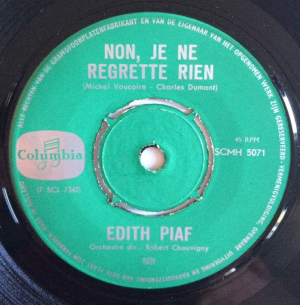 Edith Piaf : Non, Je Ne Regrette Rien / Les Mots D'Amour (7", Single)