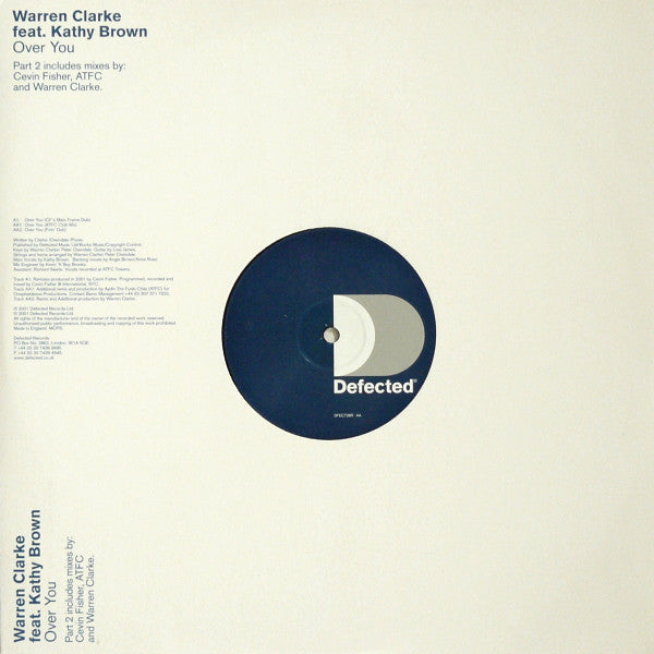 Warren Clarke Feat. Kathy Brown : Over You (Part 2) (12")