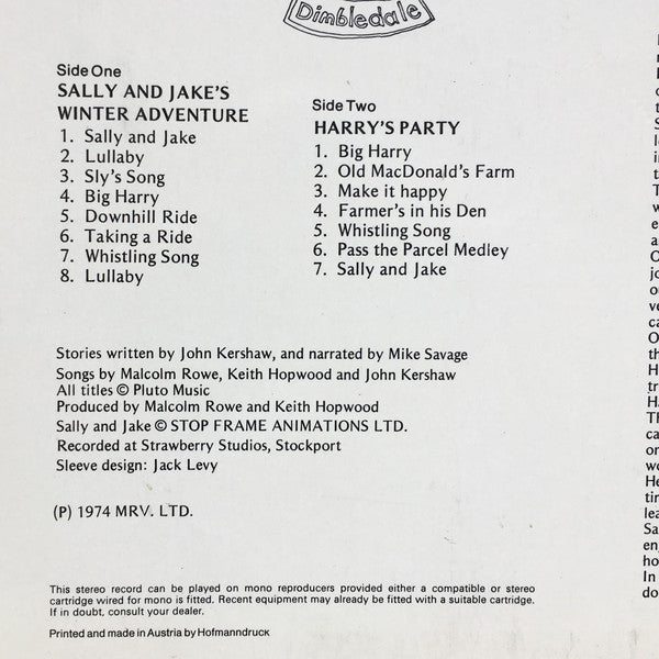 Sally And Jake : Sally And Jake From The ITV Children's Series: Sally And Jake's Winter Adventure And Harry's Party (LP)