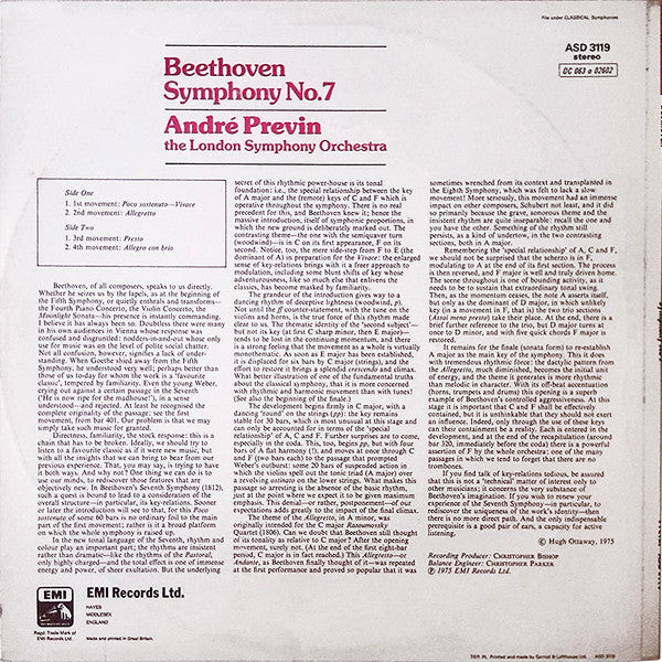 Ludwig van Beethoven, André Previn, London Symphony Orchestra : Symphony No.7 (LP)
