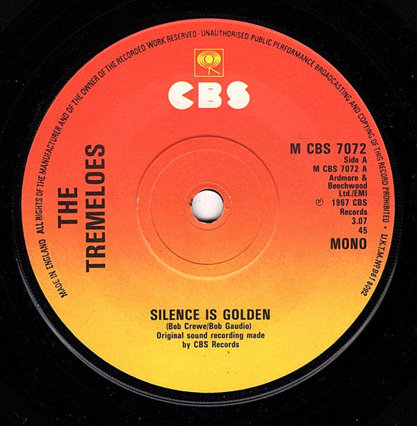 The Tremeloes : Silence Is Golden / Here Comes My Baby (7", Single, Mono, RE)