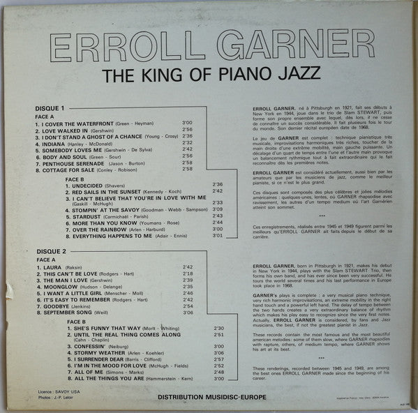 Erroll Garner : The King Of Piano Jazz - 32 Standards (2xLP, Comp)
