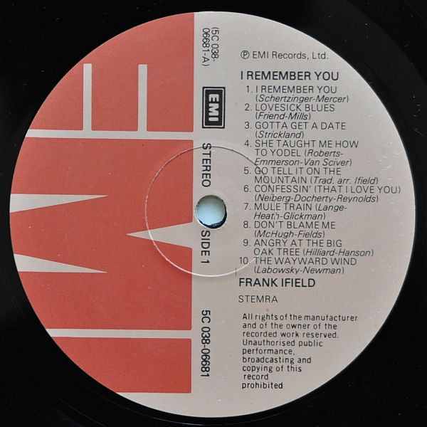 Frank Ifield : I Remember You (LP, Comp)