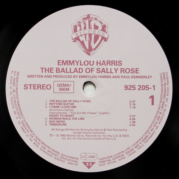 Emmylou Harris : The Ballad Of Sally Rose (LP, Album)
