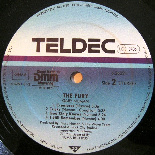 Gary Numan : The Fury (LP, Album, DMM)