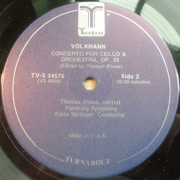 Robert Volkmann - Jerome Rose, Orchestra Of Radio Luxembourg, Pierre Cao, Thomas Blees, Hamburger Symphoniker, Alois Springer : Konzertstück For Piano & Orchestra / Concerto For Cello & Orchestra (LP, Comp)