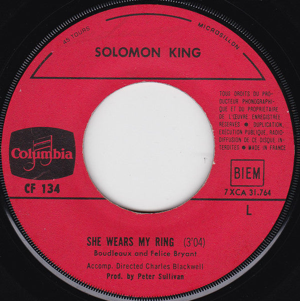 Solomon King : She Wears My Ring (7", Single)