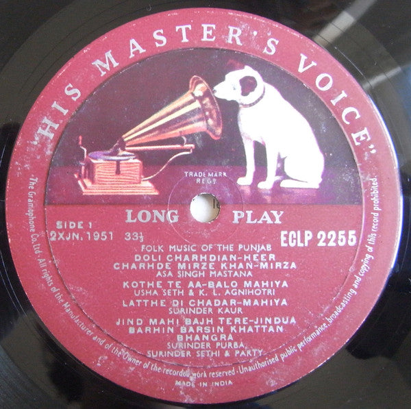 Various : Folk Music Of The Punjab (LP)