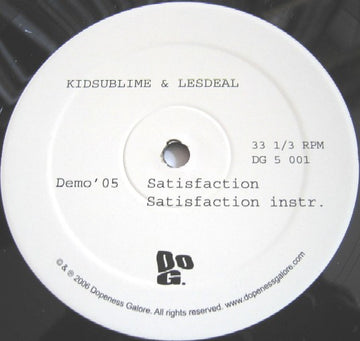 Kidsublime* & Lesdeal : Satisfaction / Drop Bombs (12")