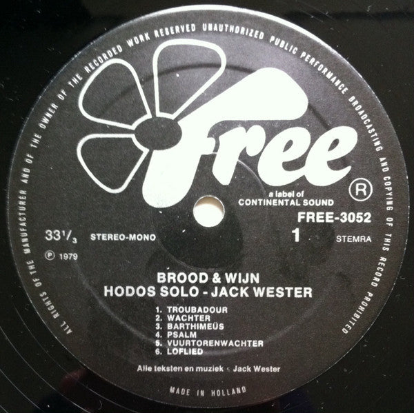 Jack Wester : Brood & Wijn (LP, Album)