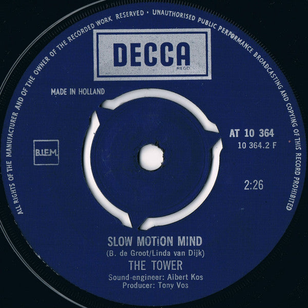 The Tower : In Your Life / Slow Motion Mind (7", Single, Pin)