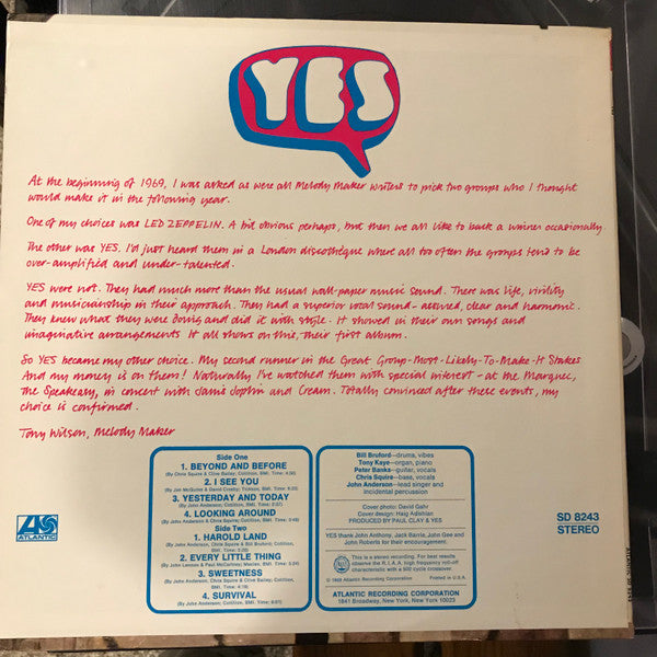 Yes : Yes (LP, Album, PR )