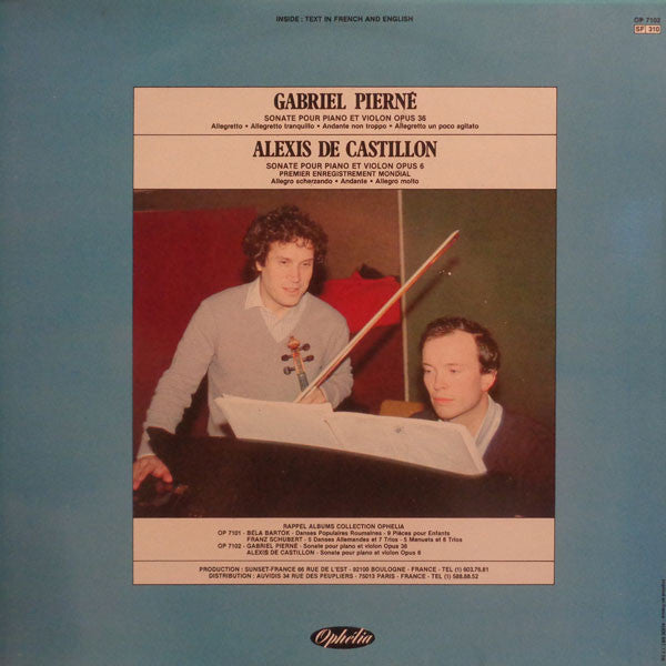 Gabriel Pierné, Alexis de Castillon - Aurelio Perez, Ronan Magill : Sonate Pour Piano Et Violon Opus 36 / Sonate Pour Piano Et Violon Opus 6 (LP, Gat)