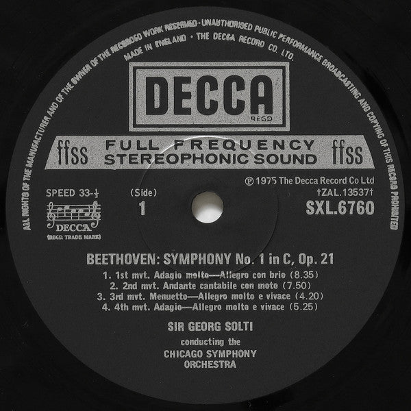 Beethoven*, Chicago Symphony Orchestra, Sir Georg Solti* : Symphonies 1&8 (LP)