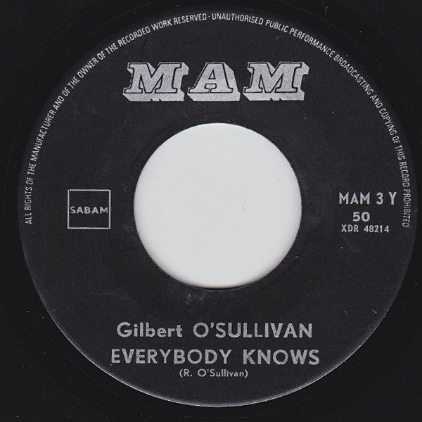Gilbert O'Sullivan : Nothing Rhymed / Everybody Knows (7", Single)