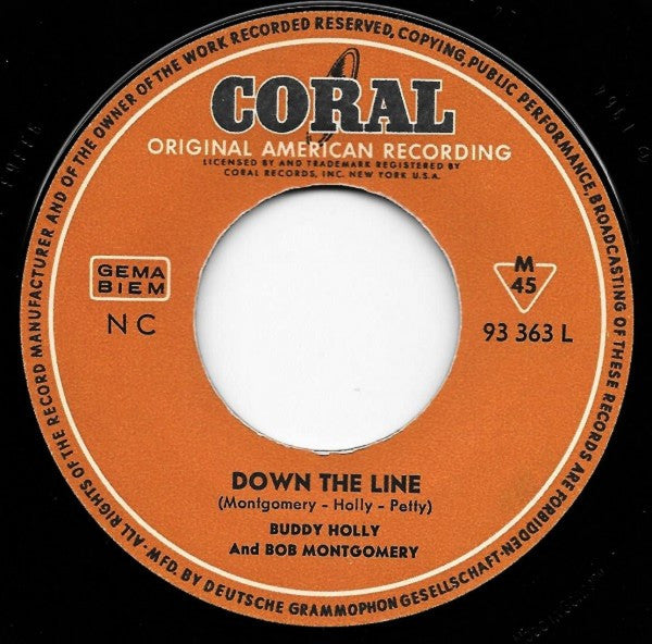 Buddy Holly And Bob Montgomery : I Wanna Play House With You / Down The Line (7", Single)
