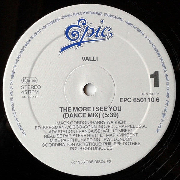 Valli : The More I See You (12", Maxi)