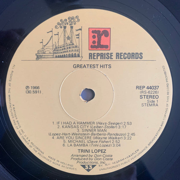 Trini Lopez : Greatest Hits! (LP, Comp, RE)