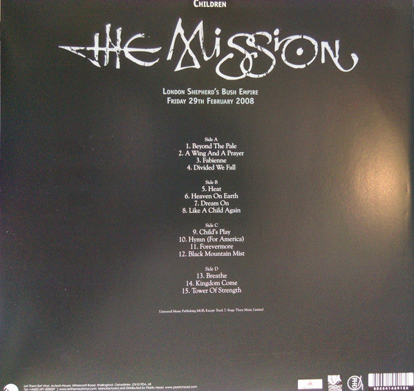 The Mission : Children - London Shepherd's Bush Empire Friday 29th February 2008 (2xLP, Album, Ltd, RE, Whi)
