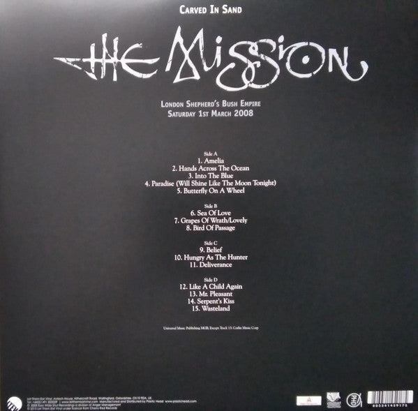 The Mission : Carved In Sand - London Shepherd's Bush Empire Saturday 1st March 2008 (2xLP, Album, Ltd, RE, Gre)