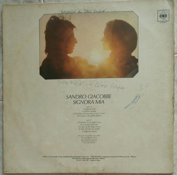 Sandro Giacobbe : Signora Mia (LP, Album, Gat)