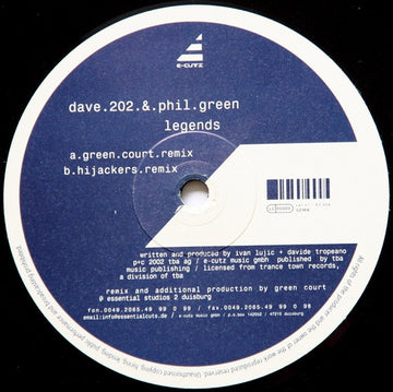 Dave 202 & Phil Green : Legends (12")