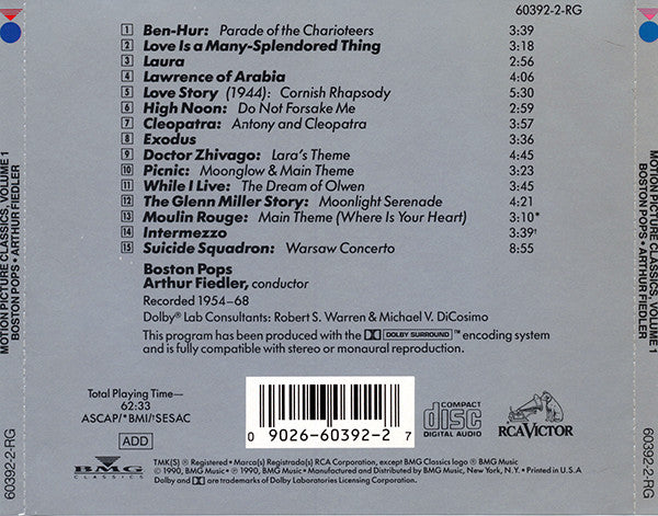 Boston Pops*, Arthur Fiedler : Motion Picture Classics, Volume 1 (CD, Comp)