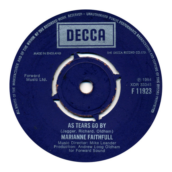 Marianne Faithfull : As Tears Go By (7", RE)