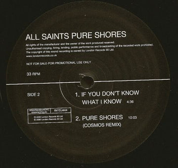 All Saints : Pure Shores (12", Promo)