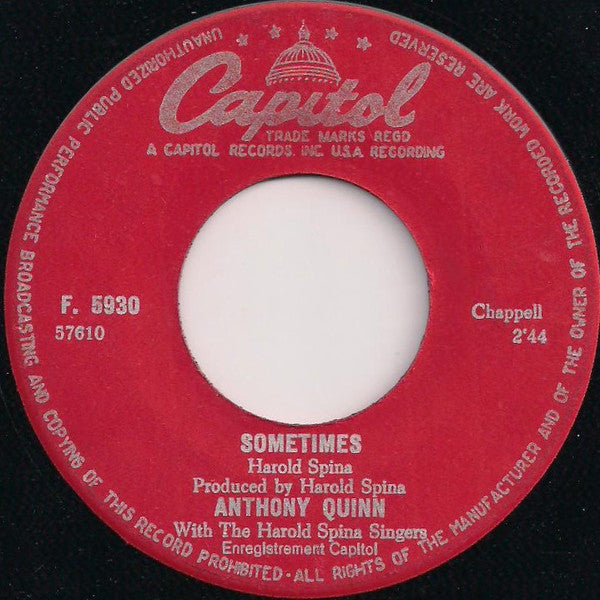 Anthony Quinn : I Love You, You Love Me (7", Single)