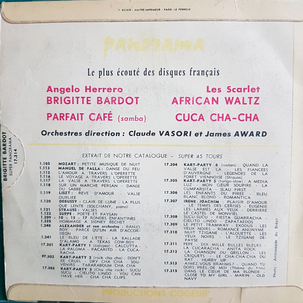 Claude Vasori Et Son Orchestre, James Award Et Son Orchestre, Les Scarlet : Brigitte Bardot (7", EP)