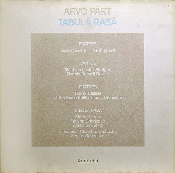 Arvo Pärt : Tabula Rasa (LP, Album, Gat)