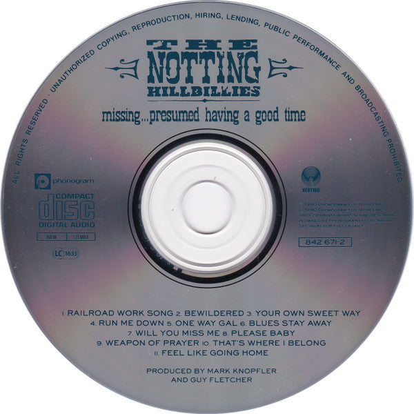 The Notting Hillbillies : Missing… Presumed Having A Good Time (CD, Album)