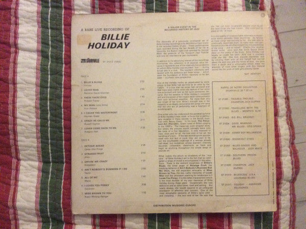 Billie Holiday : A Rare Live Recording (LP)