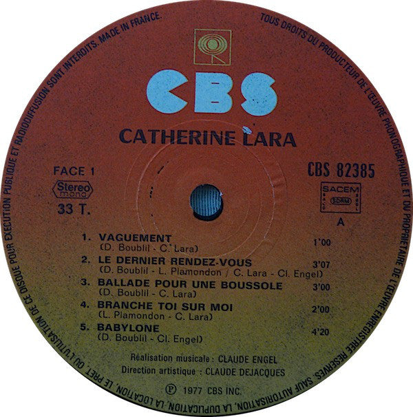 Catherine Lara : Vaguement (LP, Album, Gat)