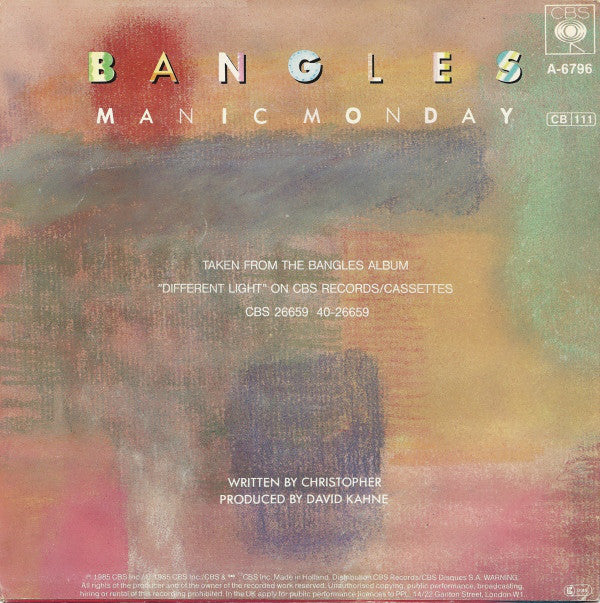 Bangles : Manic Monday (7", Single)