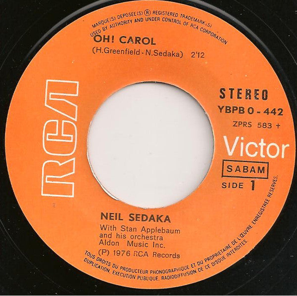 Neil Sedaka : Oh! Carol / Calendar Girl (7", Single)