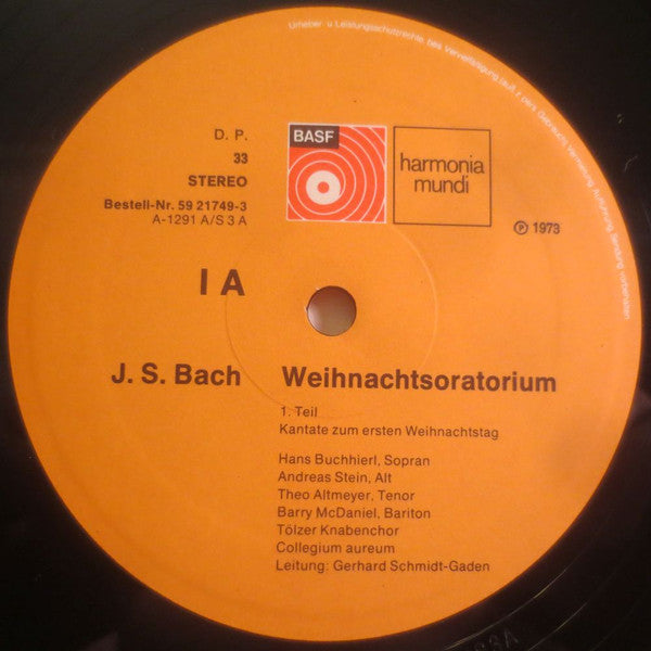 Johann Sebastian Bach, Tölzer Knabenchor, Collegium Aureum, Gerhard Schmidt-Gaden : Weihnachtsoratorium (3xLP, Album)